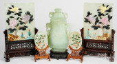 TWO PAIRS OF JADE AND HARDSTON