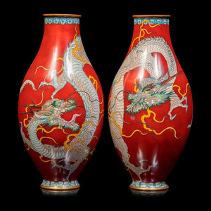 Two Pairs of Japanese Cloisonné