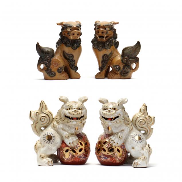 TWO PAIRS OF JAPANESE FOO LIONS