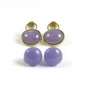 TWO PAIRS OF LAVENDER JADE EAR