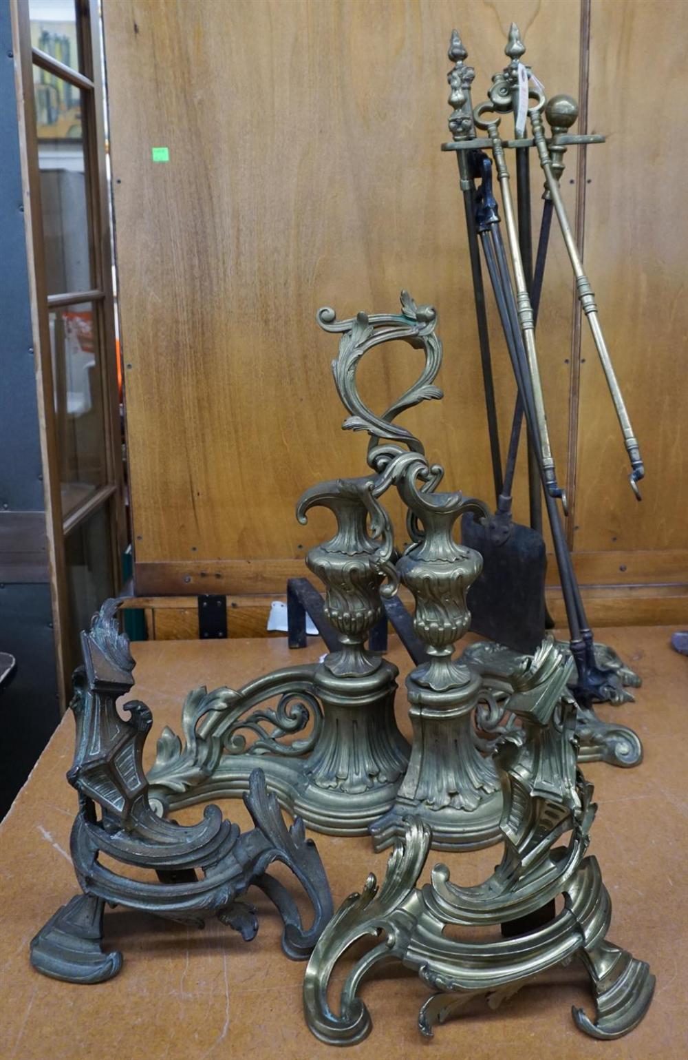 TWO PAIRS OF LOUIS XV STYLE BRASS