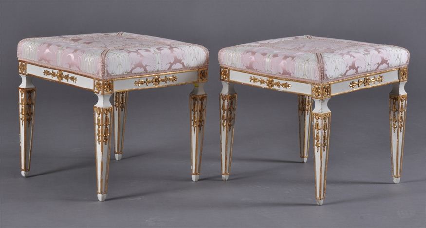 TWO PAIRS OF LOUIS XVI STYLE CARVED