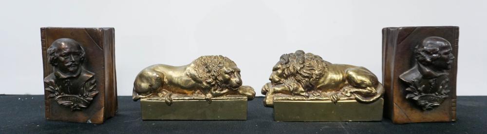 TWO PAIRS OF METAL BOOKENDSTwo