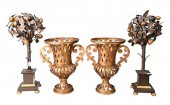 TWO PAIRS OF METAL SCULPTURES,