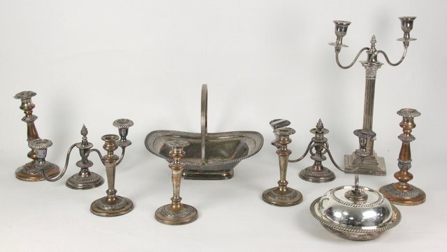 Two pairs of Old Sheffield plate