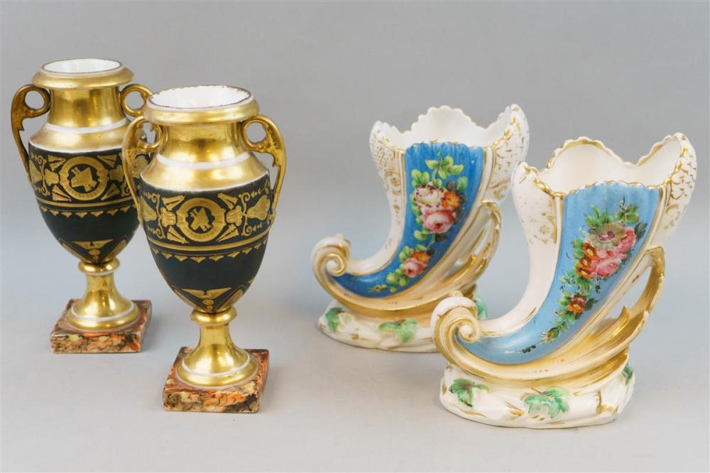 TWO PAIRS OF PARIS PORCELAIN VASES,