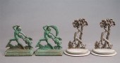 TWO PAIRS OF PATINATED METAL B