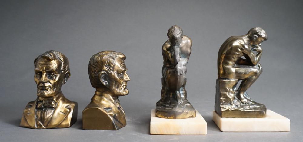 TWO PAIRS OF PATINATED METAL