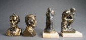 TWO PAIRS OF PATINATED METAL F