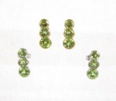 TWO PAIRS OF PERIDOT STUD EARR