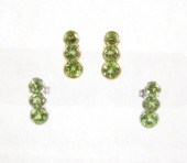 TWO PAIRS OF PERIDOT STUD EARR