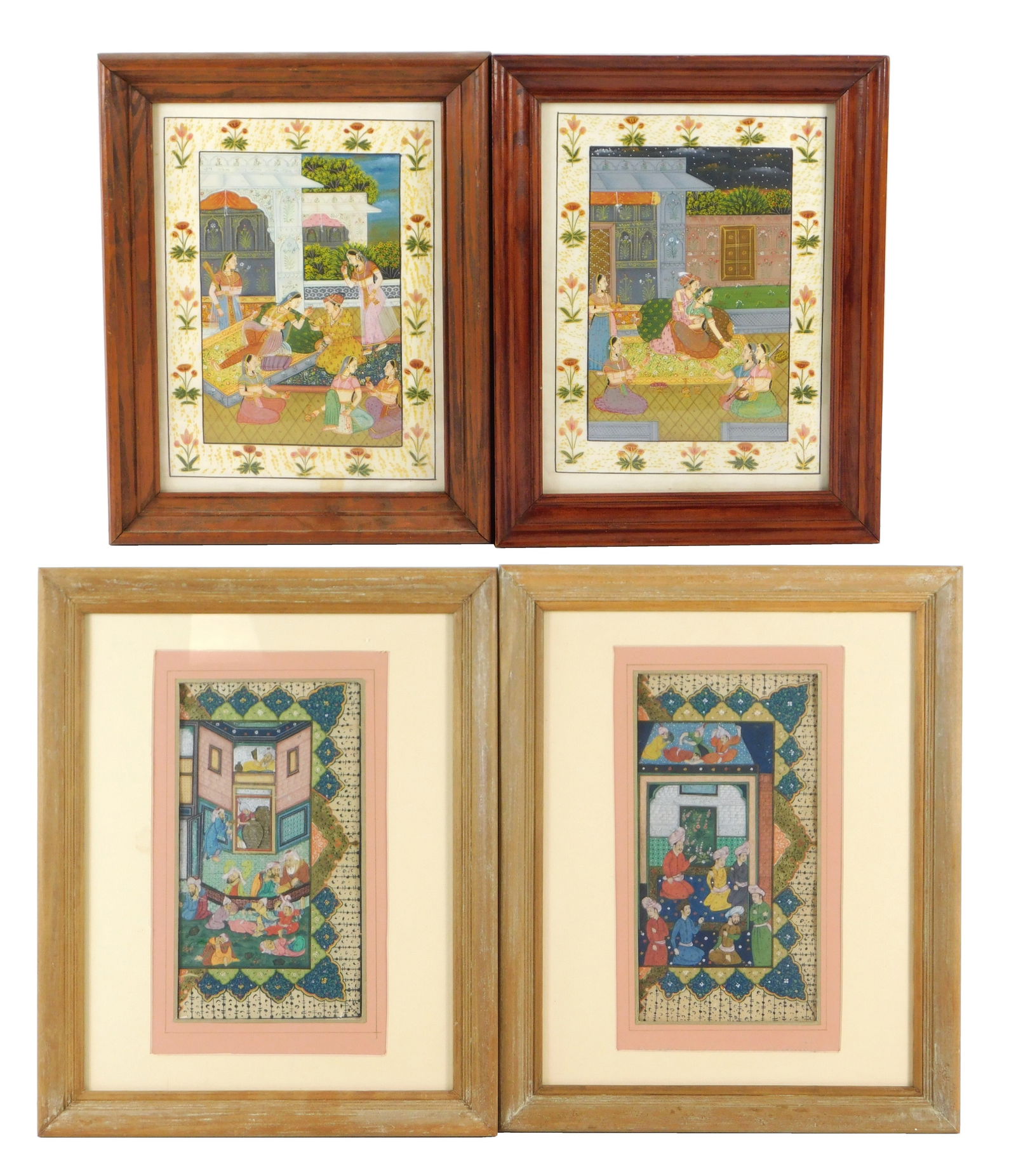 TWO PAIRS OF PERSIAN ILLUMINATIONS,
