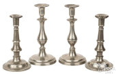 TWO PAIRS OF PEWTER CANDLESTIC