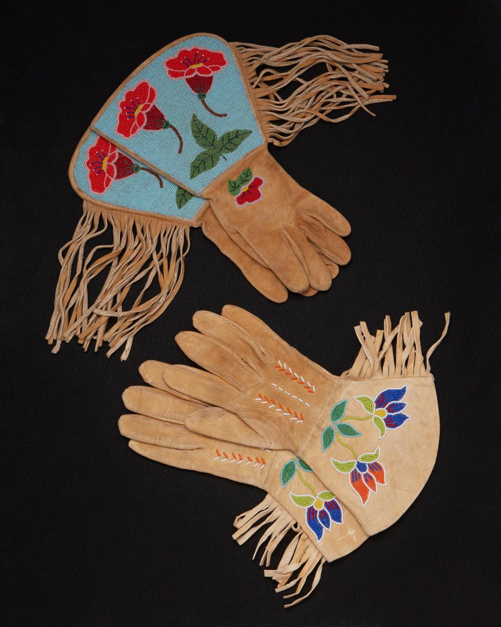 TWO PAIRS OF PLATEAU BEADED