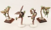 TWO PAIRS OF PORCELAIN BIRD MO