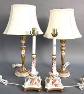 TWO PAIRS OF PORCELAIN CANDLES
