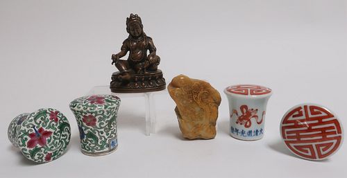 TWO PAIRS OF PORCELAIN SCROLL