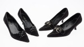 TWO PAIRS OF PRADA SUEDE HEELS