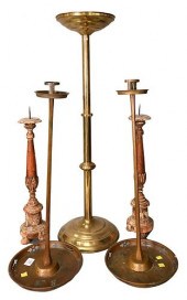 TWO PAIRS OF PRICKETS, TO INCL