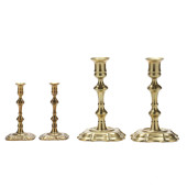 TWO PAIRS OF QUEEN ANNE BRASS
