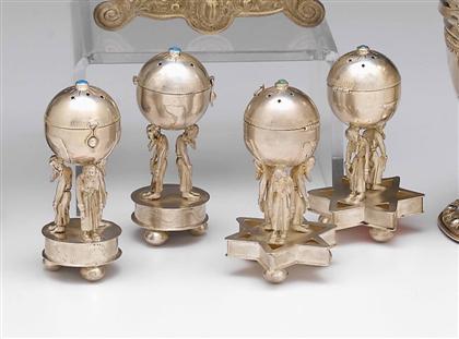 Two pairs of Russian silver spice