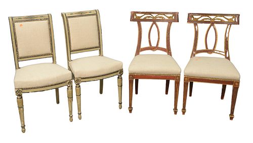 TWO PAIRS OF SIDE CHAIRS, TO