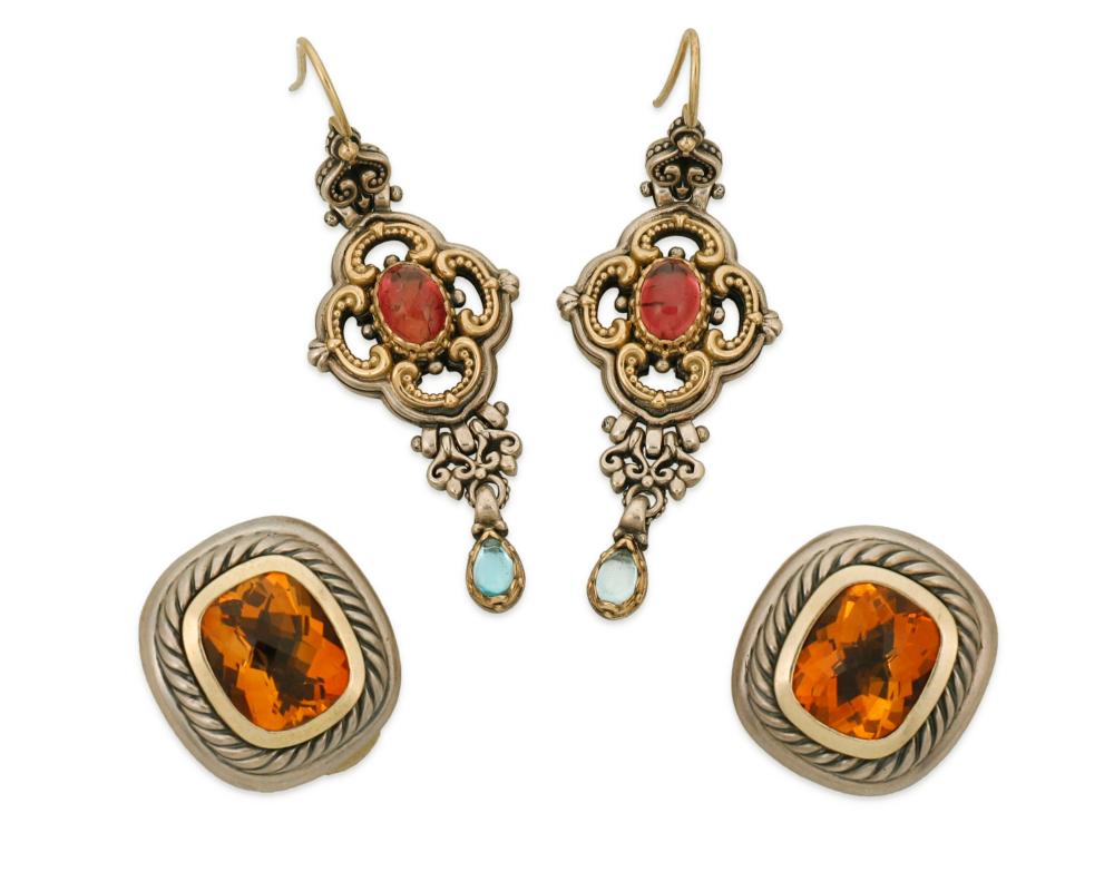 TWO PAIRS OF SIGNED EARRINGSTwo