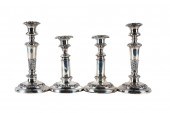 TWO PAIRS OF SILVER-PLATE CAND