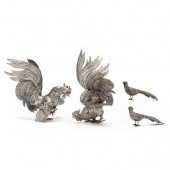TWO PAIRS OF SILVERPLATE AVIAN