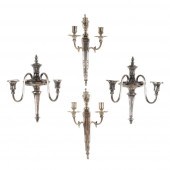 TWO PAIRS OF SILVERPLATED CAND