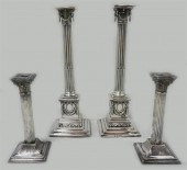 TWO PAIRS OF SILVERPLATED COLU