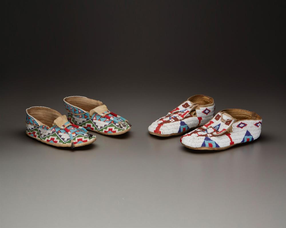 TWO PAIRS OF SIOUX MEN'S BEADED