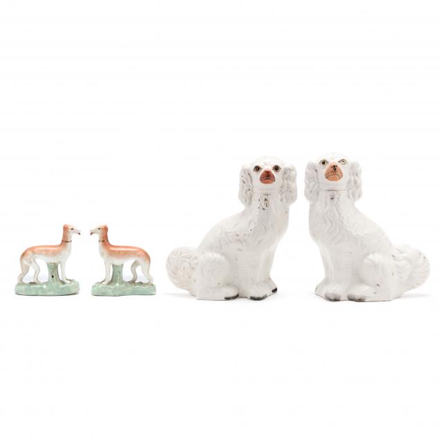TWO PAIRS OF STAFFORDSHIRE STYLE