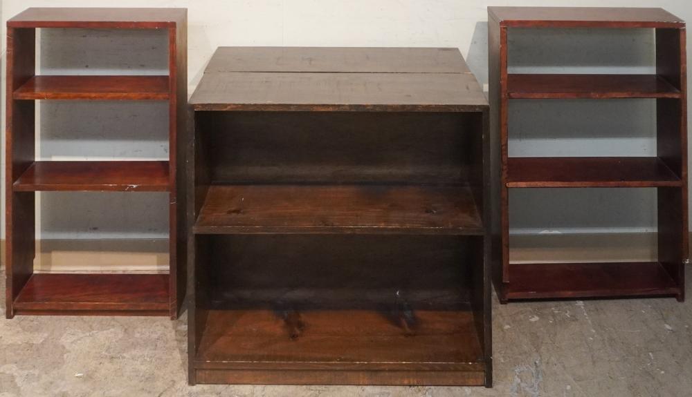 TWO PAIRS OF STAINED PINE LOW