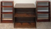 TWO PAIRS OF STAINED PINE LOW