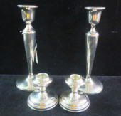 TWO PAIRS OF STERLING CANDLEST