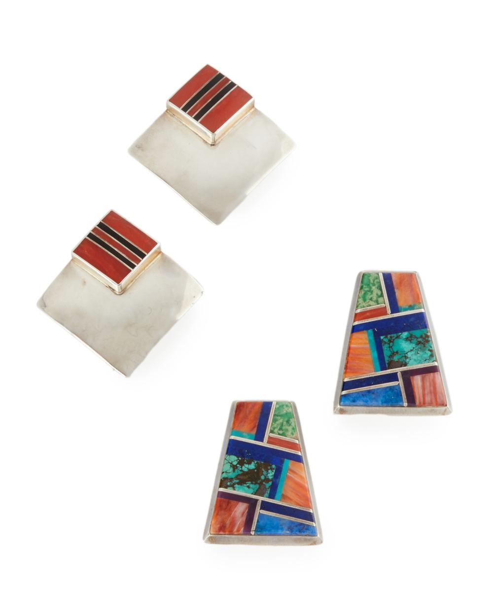 TWO PAIRS OF STERLING SILVER AND