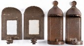 TWO PAIRS OF TIN SCONCES, 20TH