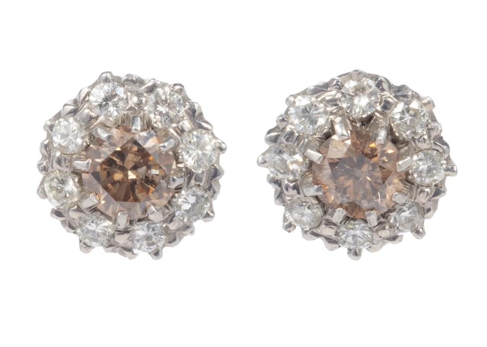 TWO PAIRS OF WHITE GOLD STUD