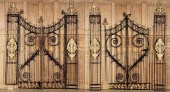 TWO PAIRS OF WROUGHT IRON GATE