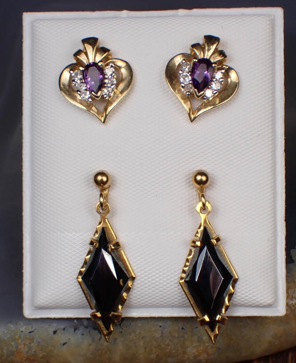 TWO PAIRS OF YELLOW GOLD