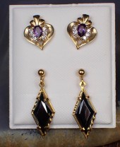 TWO PAIRS OF YELLOW GOLD EARRI