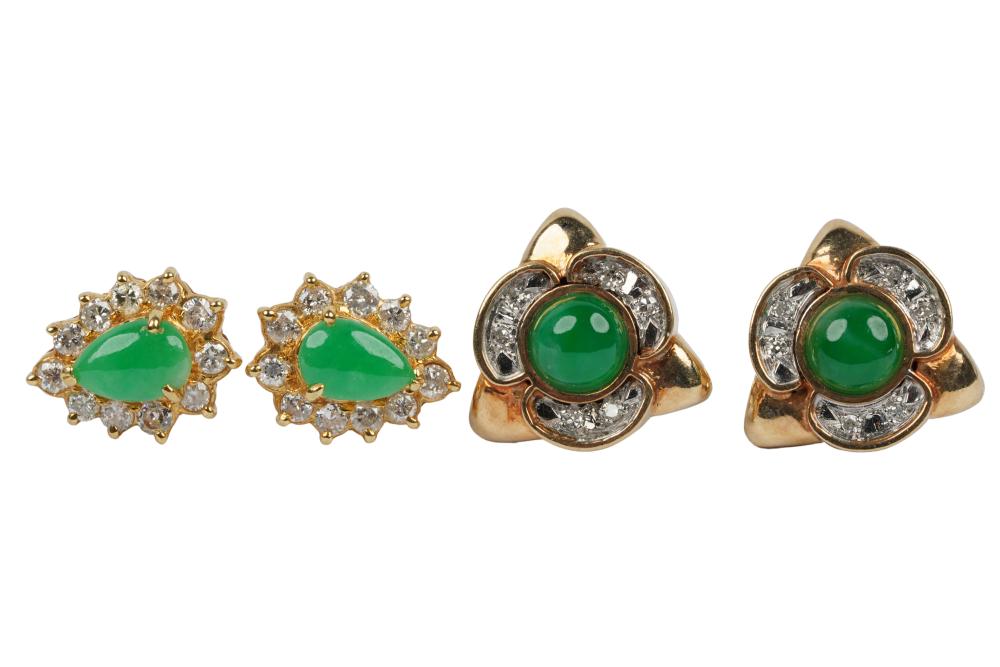 TWO PAIRS OF YELLOW GOLD,