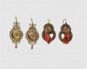 TWO PAIRS OF YELLOW GOLD VICTO