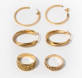 TWO PAIRS OF YELLOW GOLD EARRI