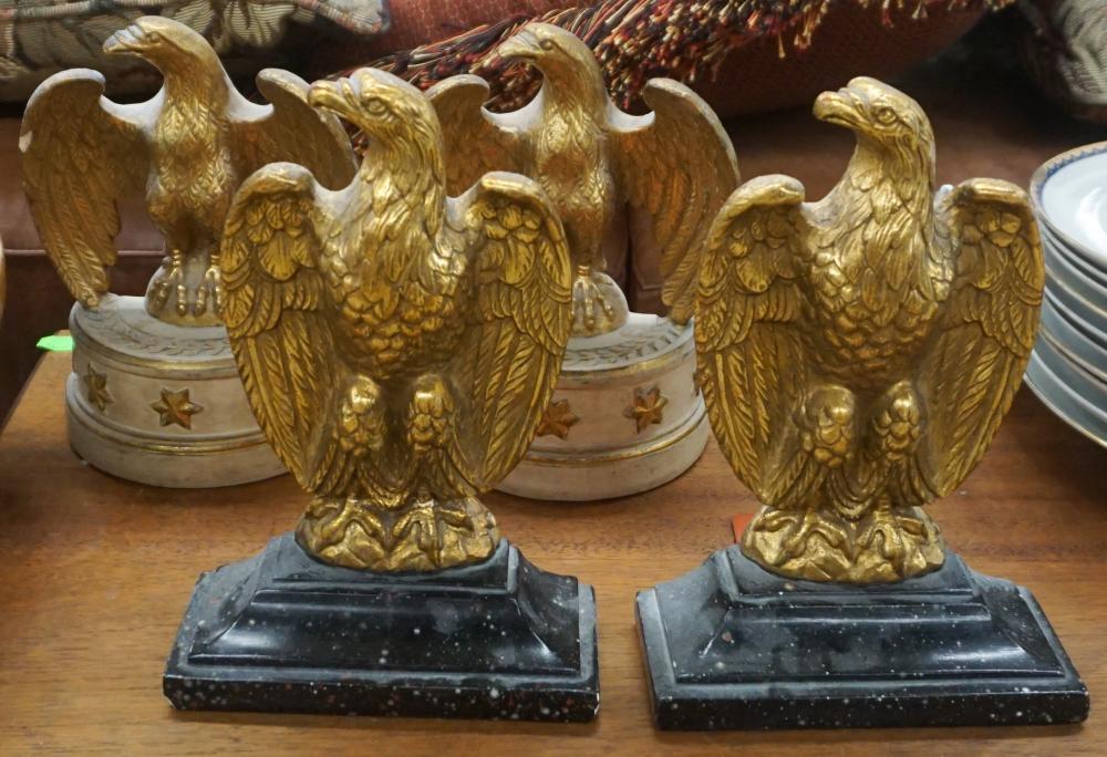 TWO PAIRS PARTIAL GILT DECORATED