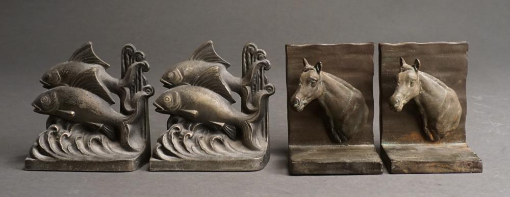 TWO PAIRS PATINATED METAL