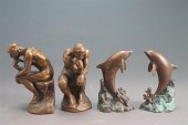 TWO PAIRS PATINATED METAL BOOK