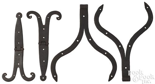 TWO PAIRS PENNSYLVANIA WROUGHT IRON