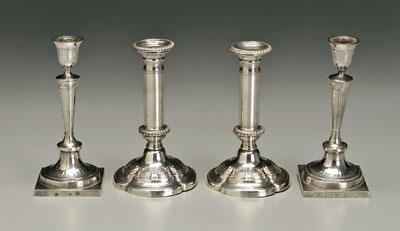 Two pairs silver candlesticks: